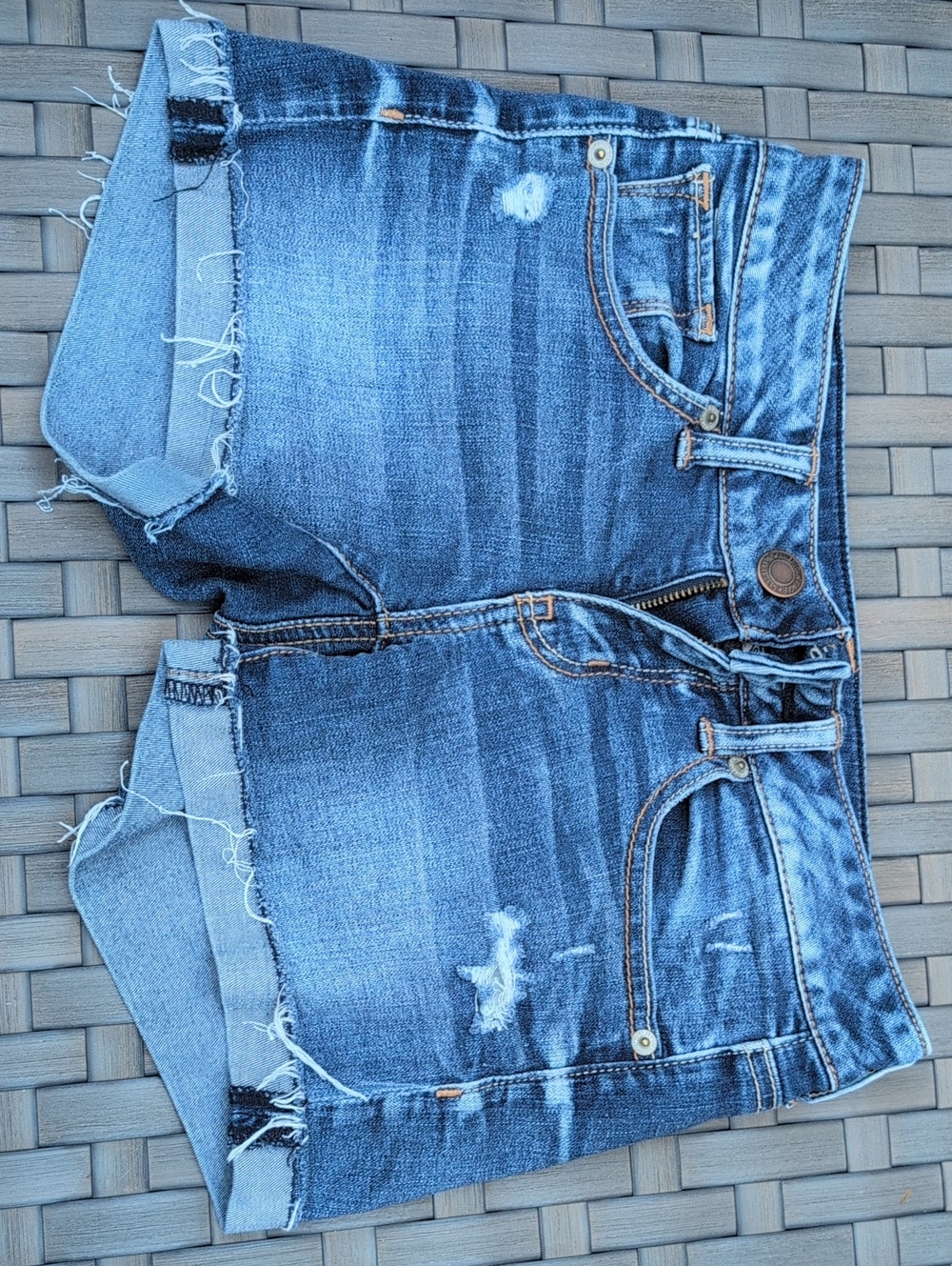 American Eagle Outfitters Blue Distressed Denim Shorts